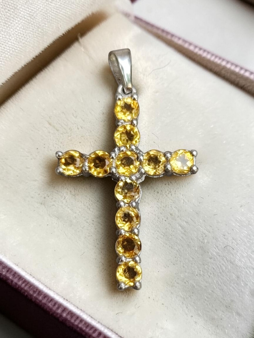 JTV Sterling Silver Citrine Cross Pendant